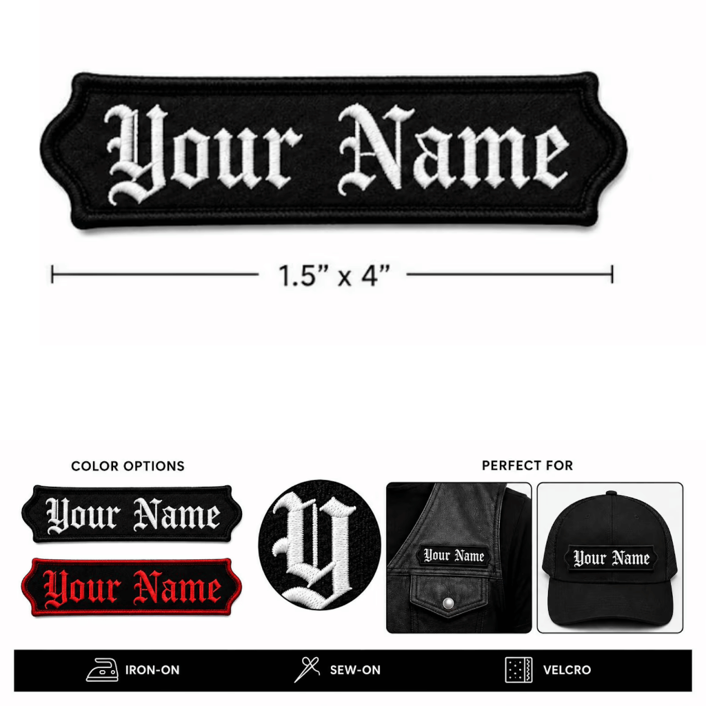 Custom patch applied to branded apparel